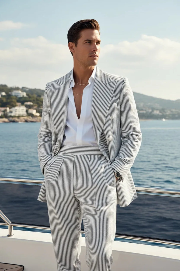 Men's Summer Seersucker 2 Piece Suits