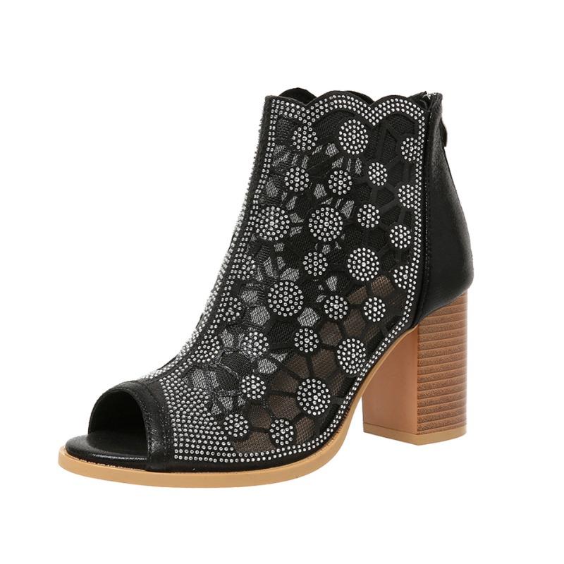 Amelisse Stylish Cut-Out Peep-Toe Heel Boots